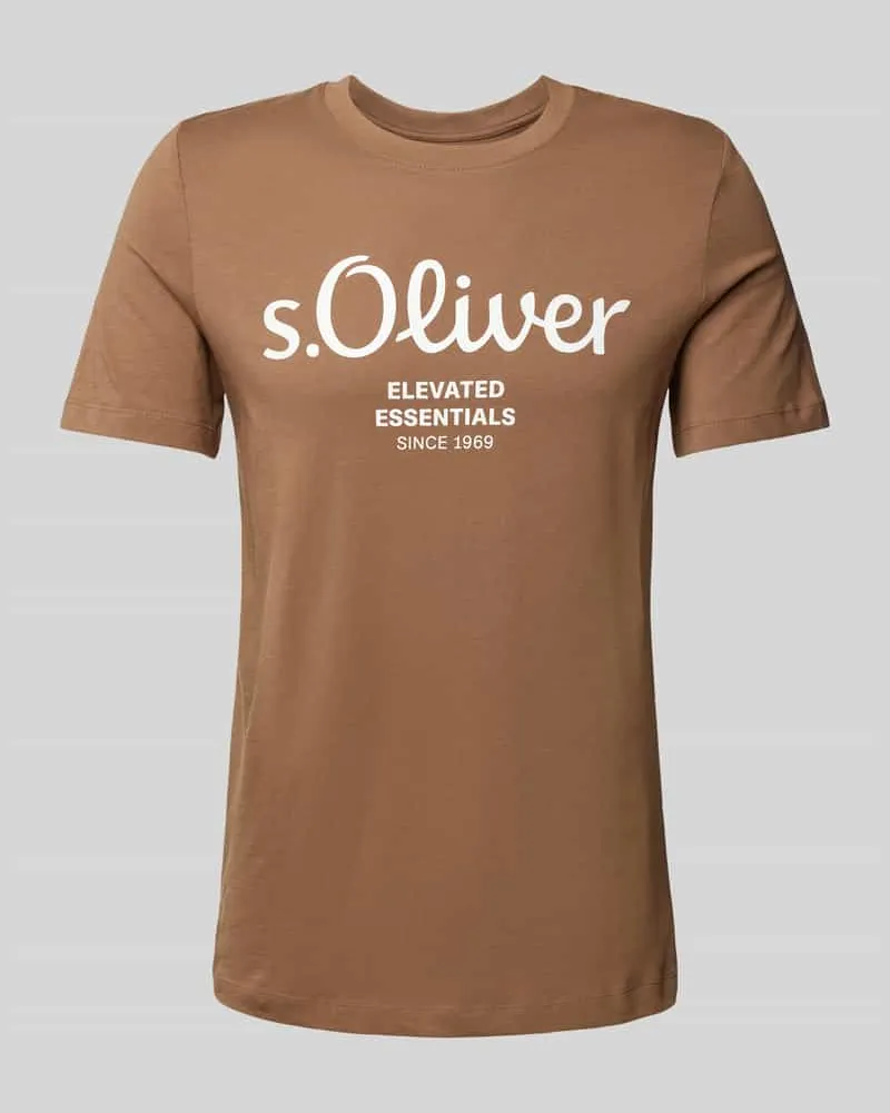 S.Oliver Regular Fit T-Shirt aus reiner Baumwolle mit großem Label Print 