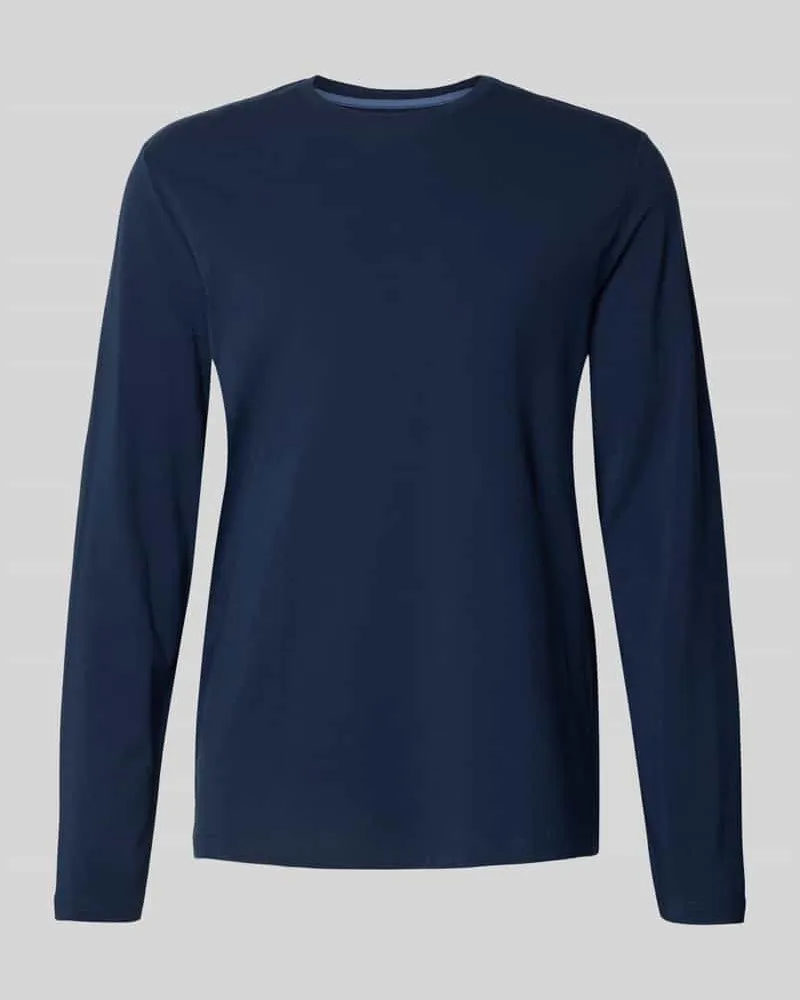 Christian Berg Longsleeve mit geripptem Rundhalsausschnitt Dunkelblau