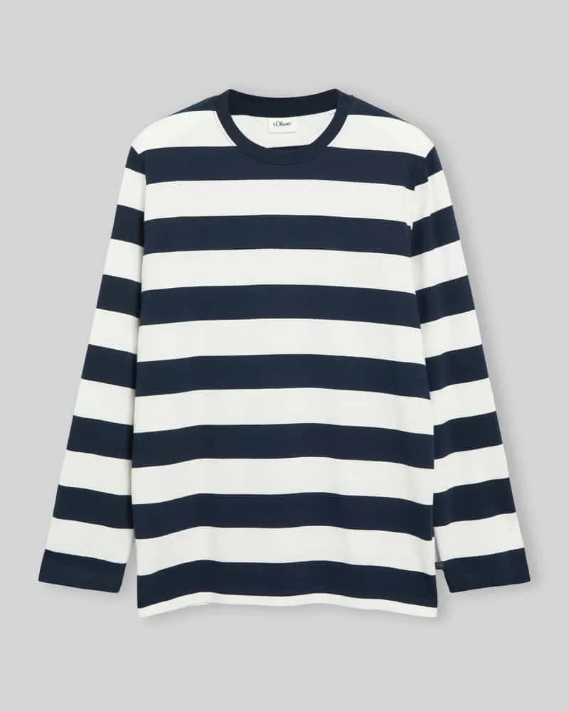 S.Oliver Longsleeve mit abgerundetem Saum Weiss