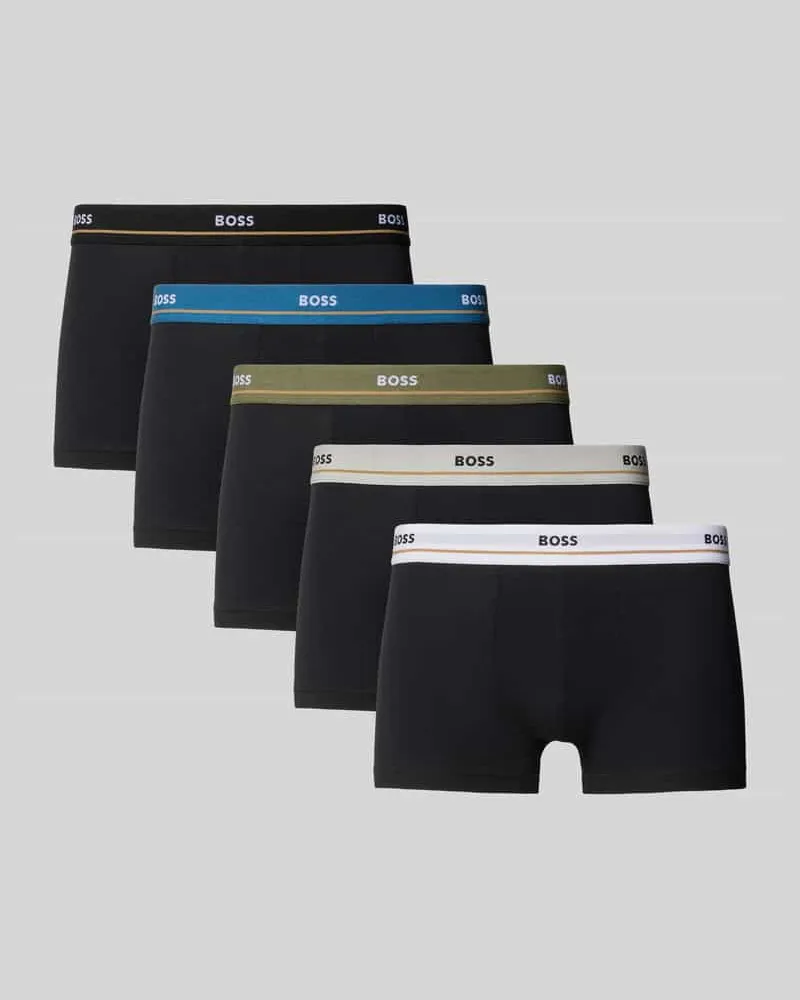 HUGO BOSS Slim Fit Trunks aus Baumwoll-Mix im 5er-Pack Modell 5P ESSENTIAL Black