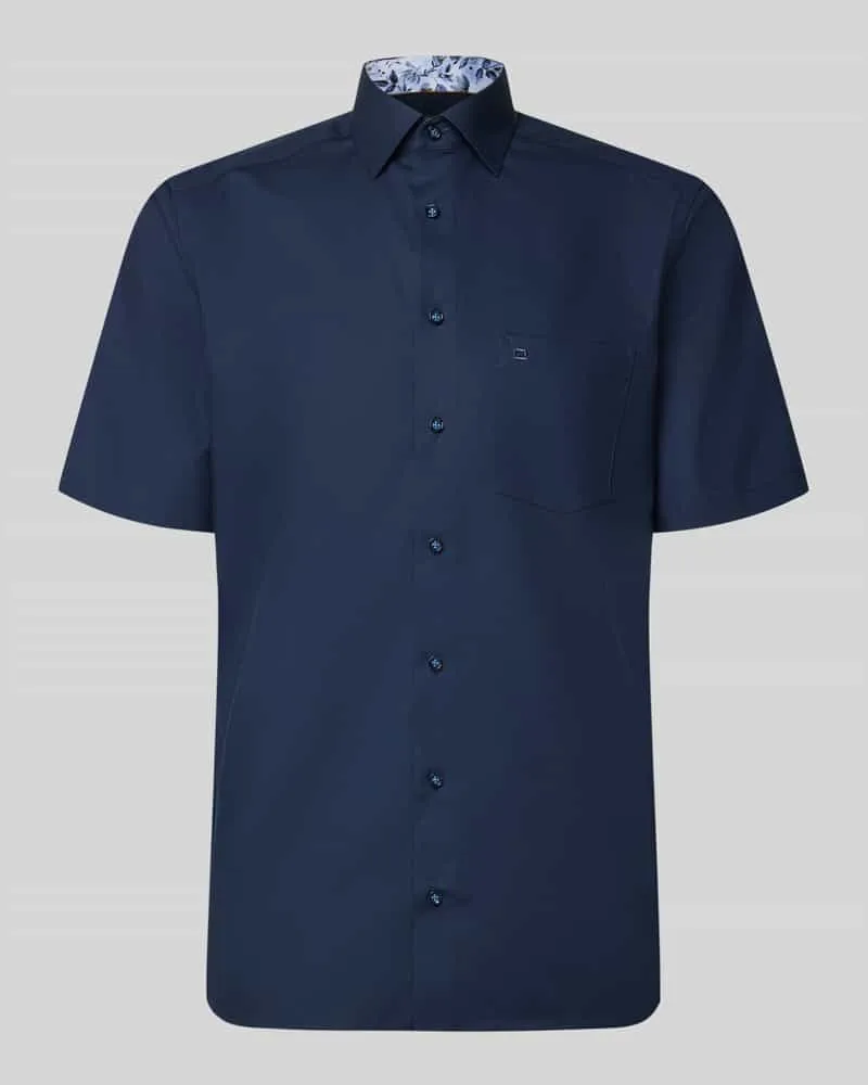 Olymp Regular Fit Freizeithemd mit Brusttasche Marine