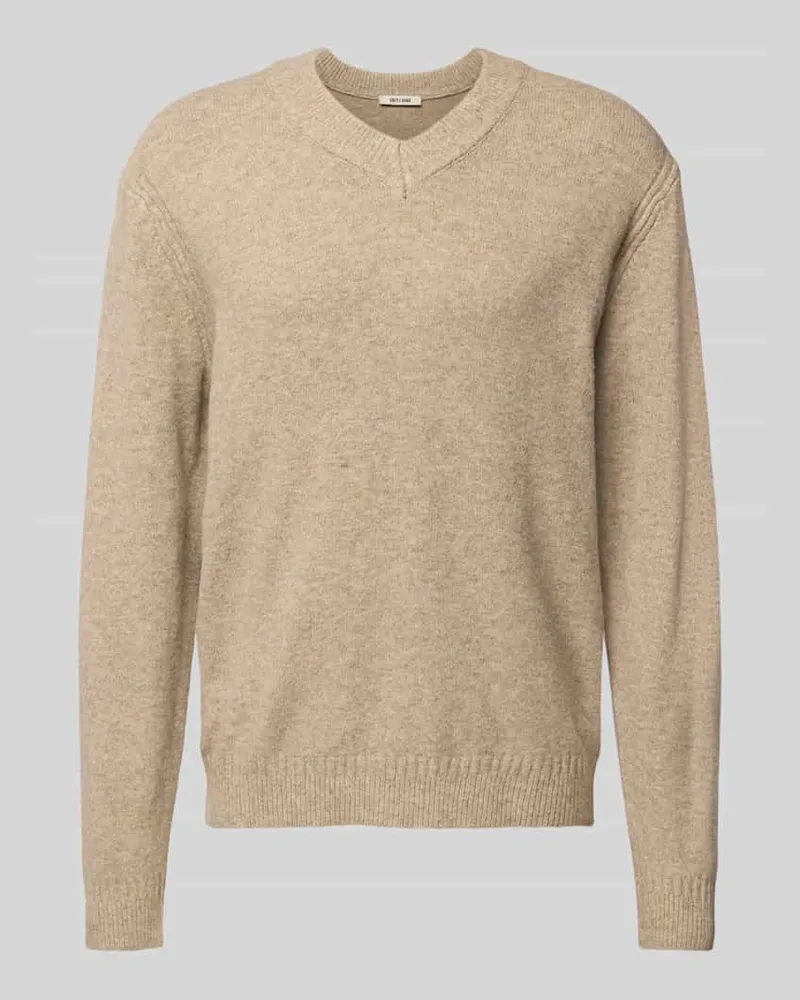 Only & Sons Relaxed Fit Strickpullover mit V-Ausschnitt Modell 'MOVE Beige