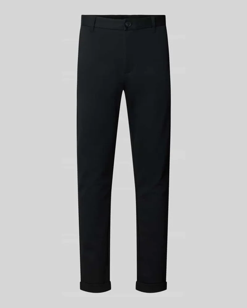 Lindbergh Slim Fit Stoffhose mit umgeschlagenen Hosenbeinen Black