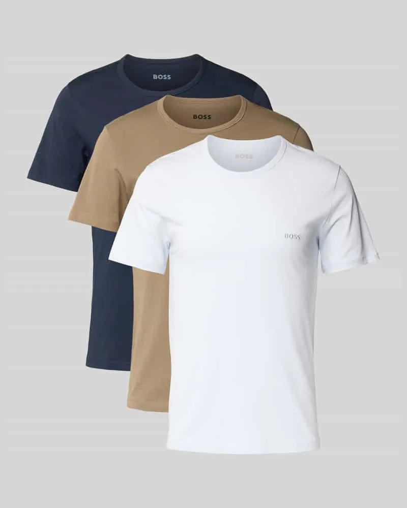 HUGO BOSS Regular Fit T-Shirt Set aus reiner Baumwolle im 3er-Pack Camel