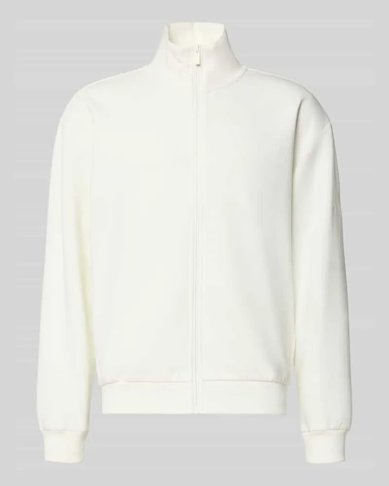 adidas Regular Fit Sweatjacke aus reiner Baumwolle Offwhite
