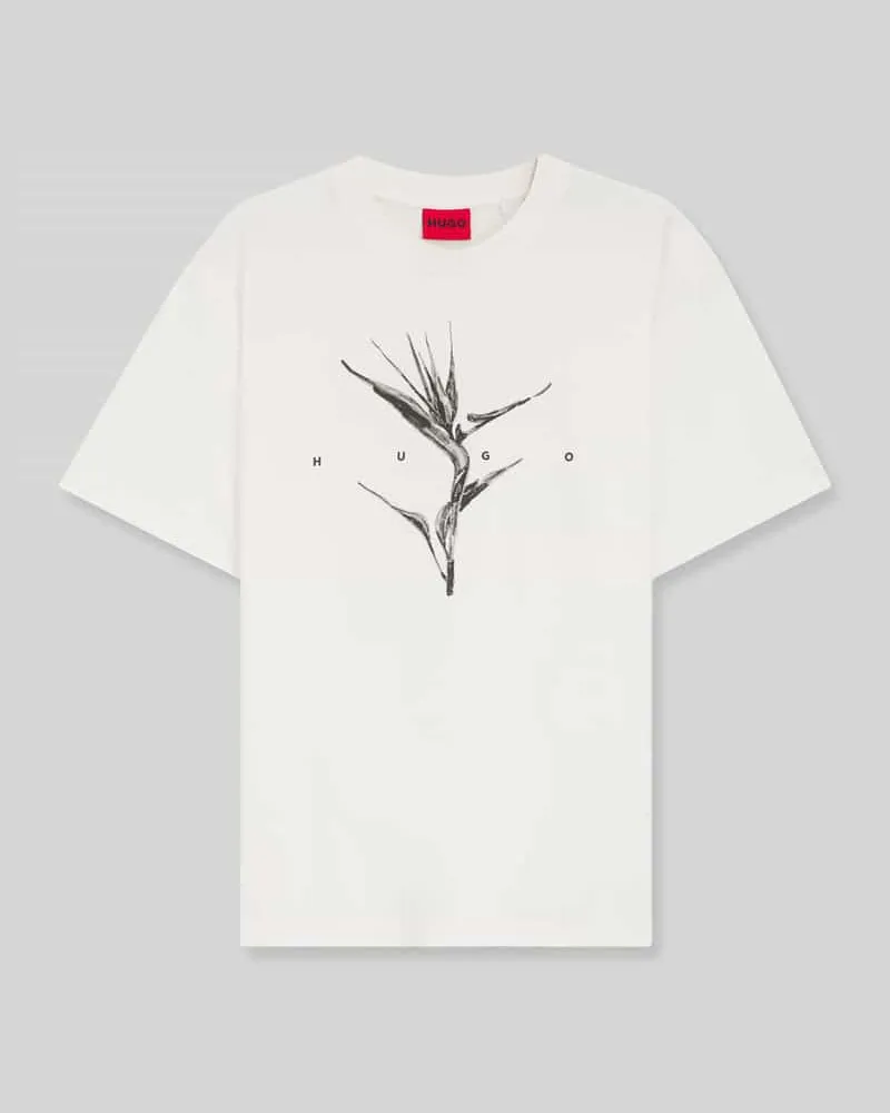 HUGO BOSS Relaxed Fit T-Shirt aus reiner Baumwolle Modell 'DARISE Weiss