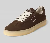 Ledersneaker mit Label-Print Modell 'Retro