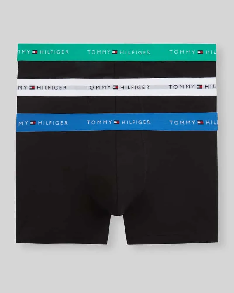 Tommy Hilfiger Regular Fit Trunks aus Baumwoll-Mix im 3er-Pack Ocean