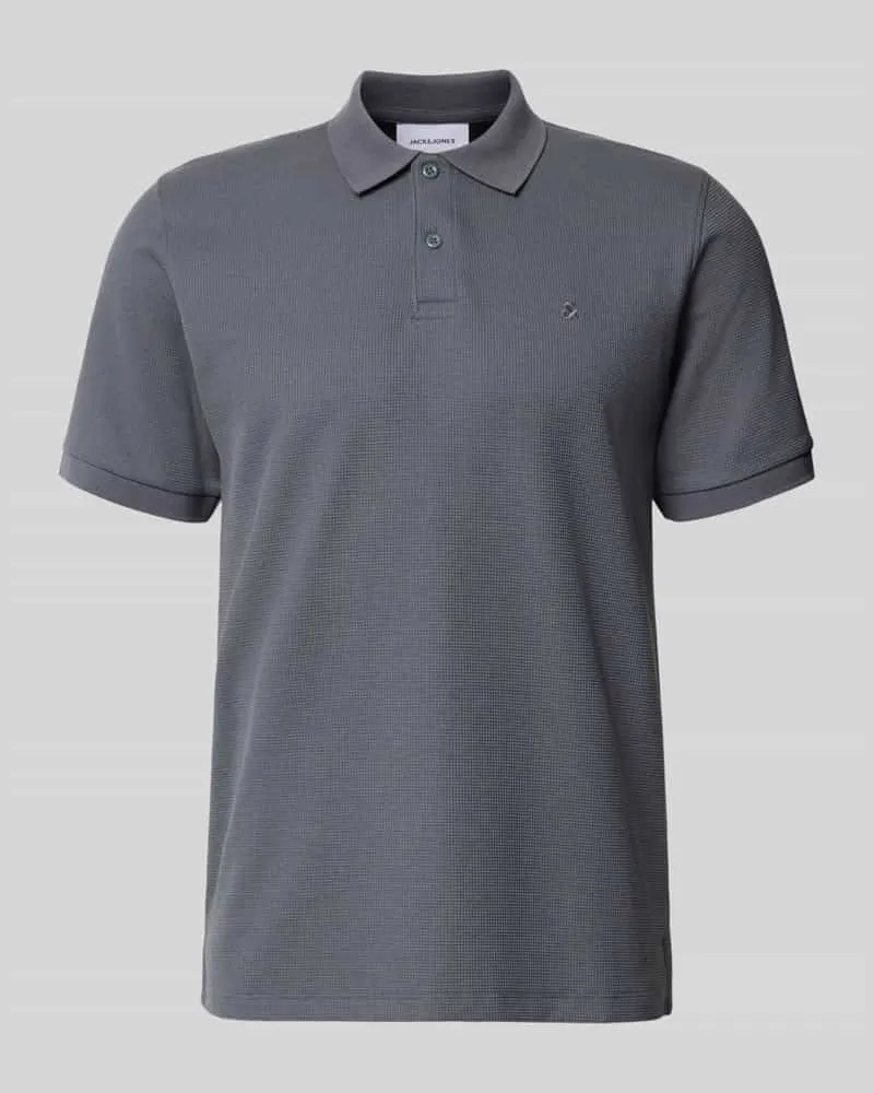 Jack & Jones Slim Fit Poloshirt mit Label-Stitching Modell 'AUSTIN Anthrazit