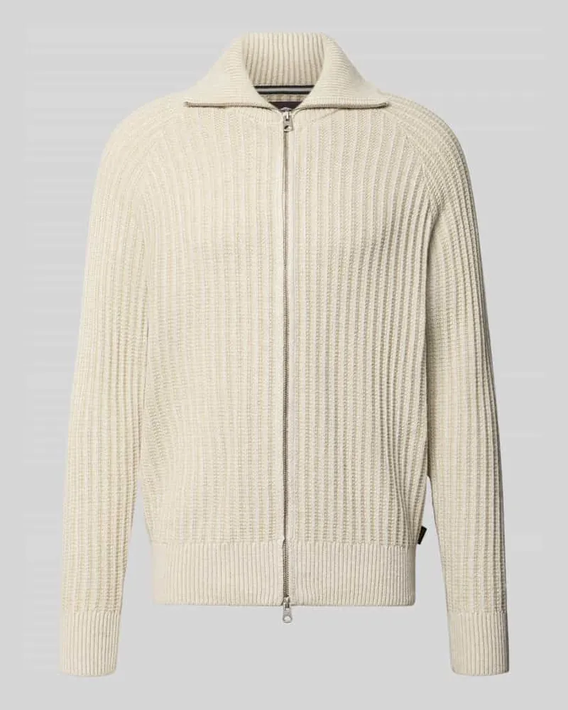 Fynch-Hatton Slim Fit Strickjacke aus Baumwoll-Woll-Mix Offwhite