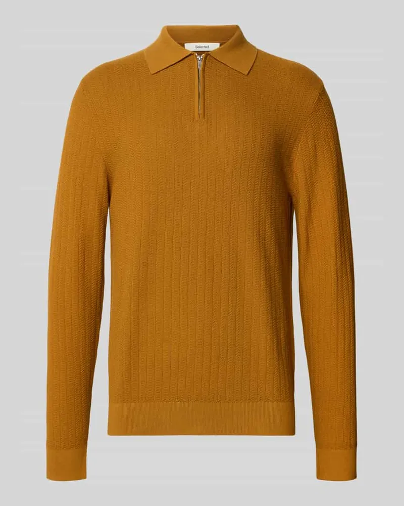 Selected Homme Oversized Poloshirt aus reiner Baumwolle Modell 'CRAN Messing