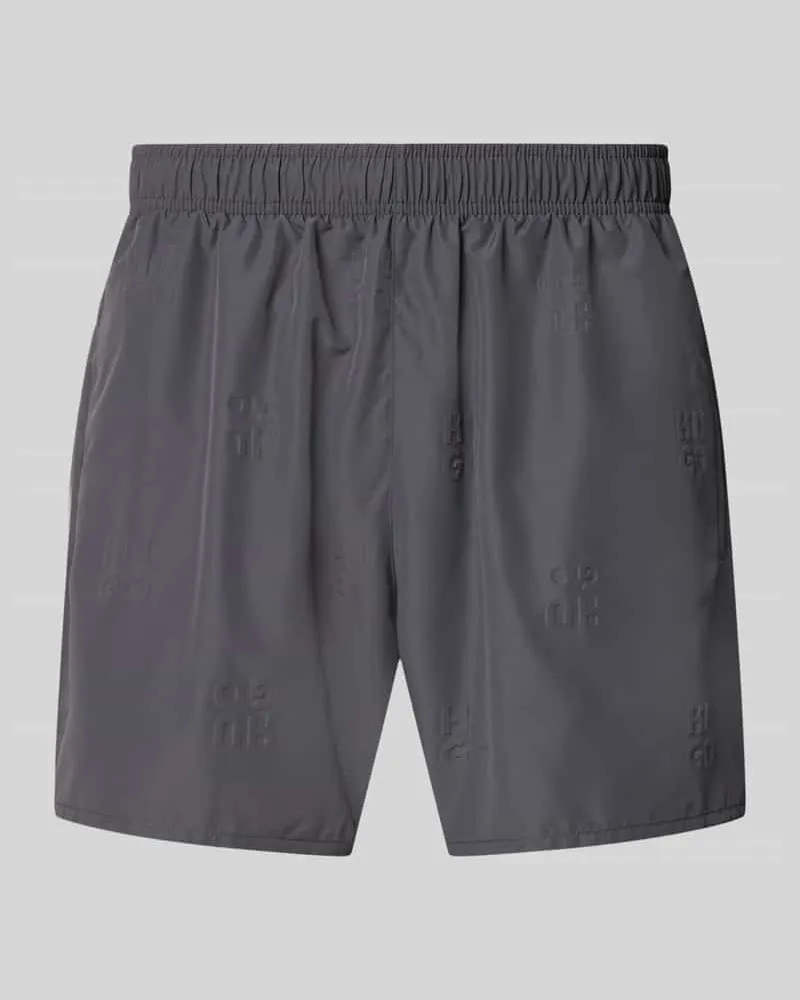 HUGO BOSS Regular Fit Badeshorts mit Label-Prägung Modell 'TONAL Anthrazit