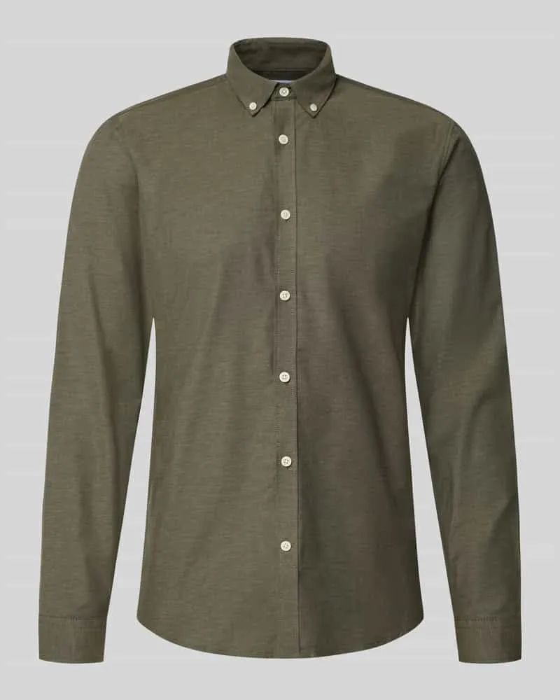 Lindbergh Regular Fit Freizeithemd aus Baumwoll-Mix Modell 'Oxford Khaki