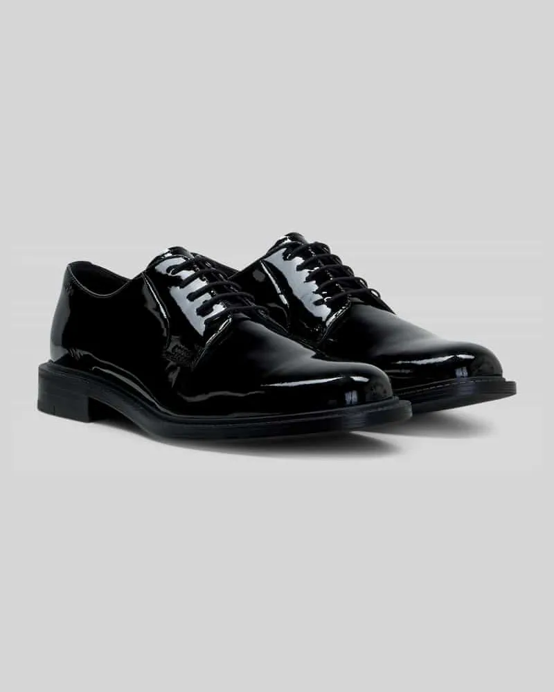 HUGO BOSS Schnürschuhe aus Rindsnappa mit Lackoptik Black