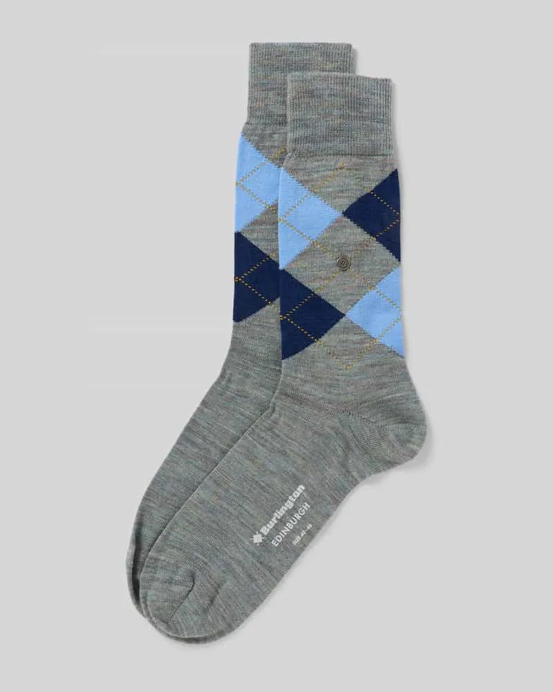 Burlington Socken aus Schurwoll-Mix Modell 'EDINBURGH Mittelgrau