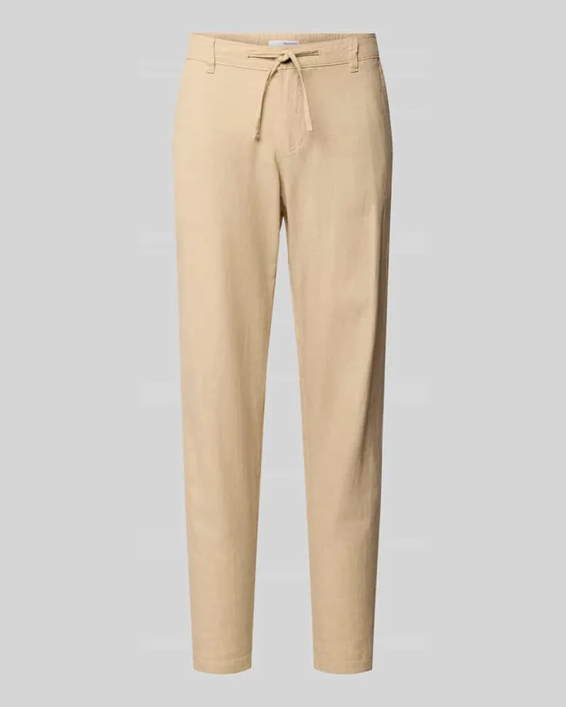 Selected Homme Slim Fit Hose aus Baumwoll-Leinen-Mix Modell 'BRODY Beige