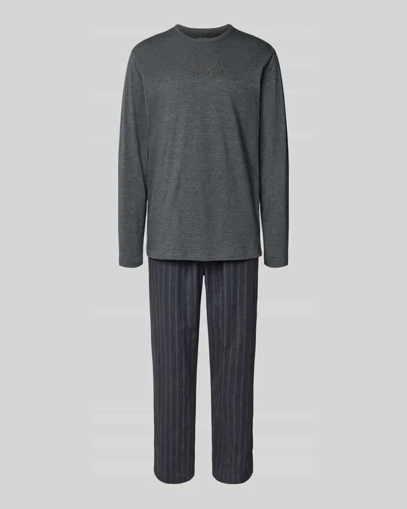 Calvin Klein Relaxed Fit Pyjama-Set mit Logo-Stitching Anthrazit