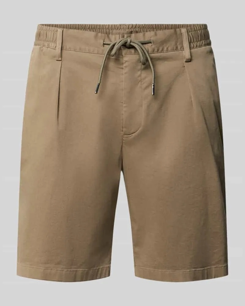 Profuomo Straight Fit Shorts mit Bundfalten Khaki