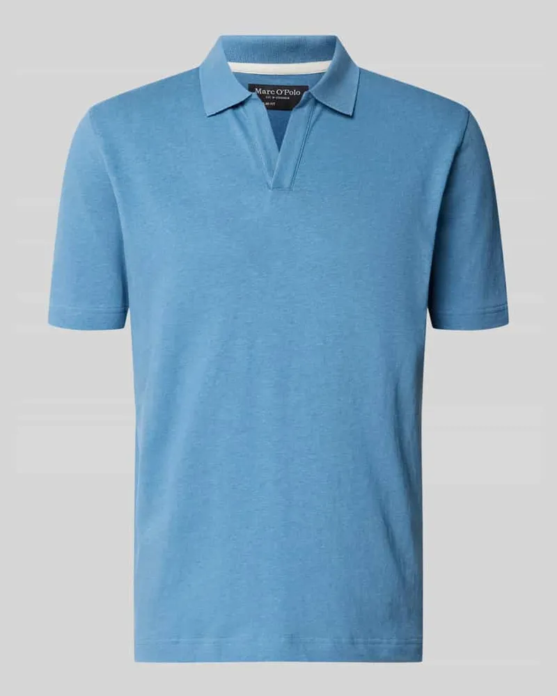 Marc O'Polo Regular Fit Poloshirt aus Baumwoll-Leinen-Mix Blau
