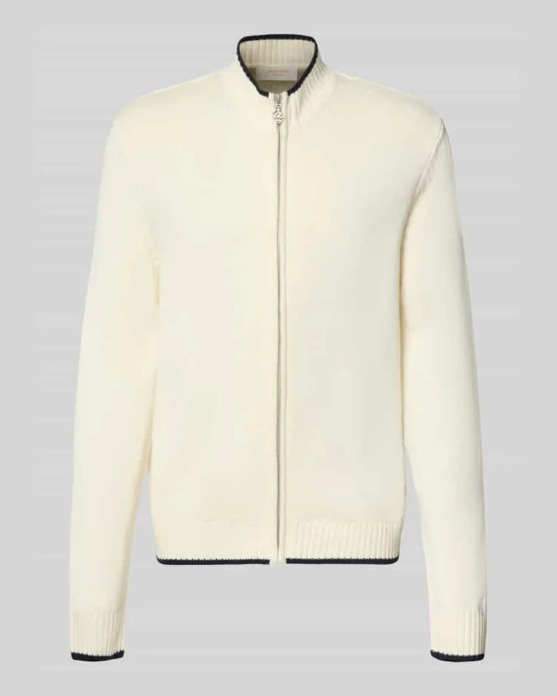 Jack & Jones Strickjacke mit Reißverschluss Modell 'FREDERIKSBERG Offwhite