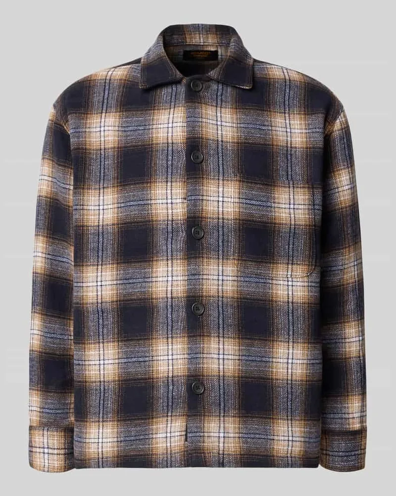Jack & Jones Regular Fit Hemdjacke mit Brusttasche Modell 'SOHO OLLIE Dunkelblau