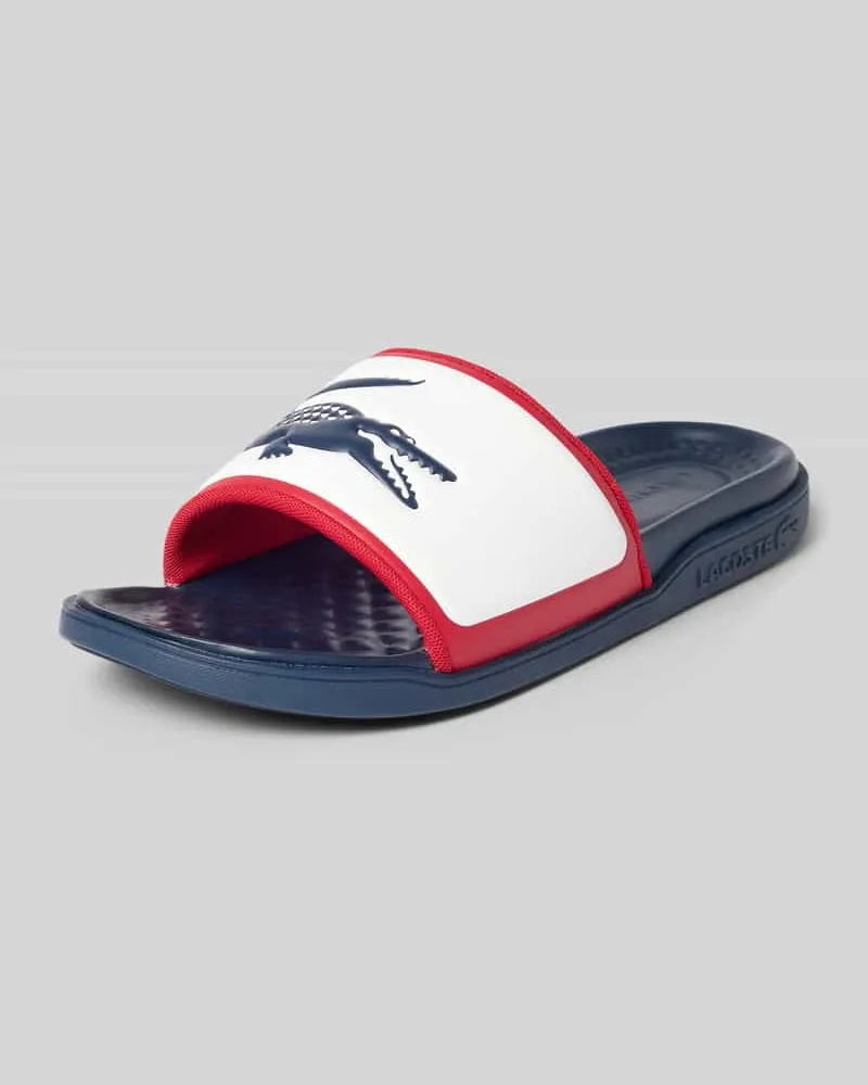 Lacoste Badeschuhe mit Logo-Print Modell 'SERVE SLIDE 1.0 Weiss