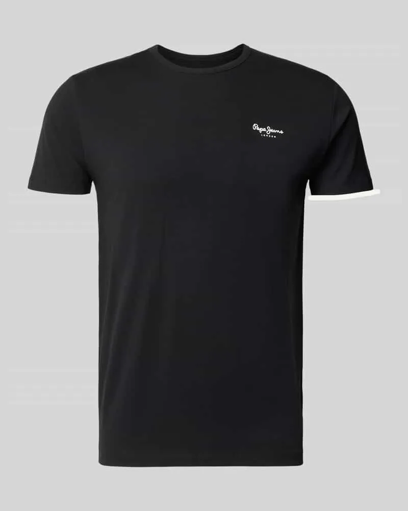 Pepe Jeans Slim Fit T-Shirt aus Baumwoll-Mix Modell 'ORIGINAL BASIC 3 Black