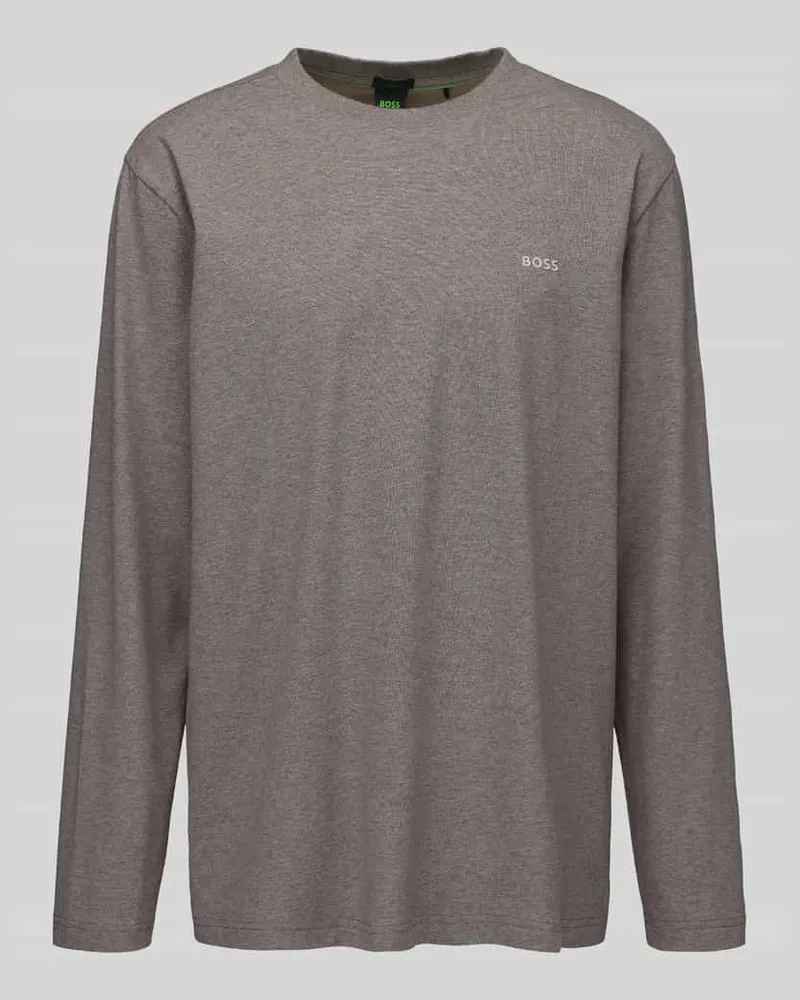 HUGO BOSS Regular Fit Langarmshirt aus Baumwoll-Mix Modell 'Tee Long Mittelbraun