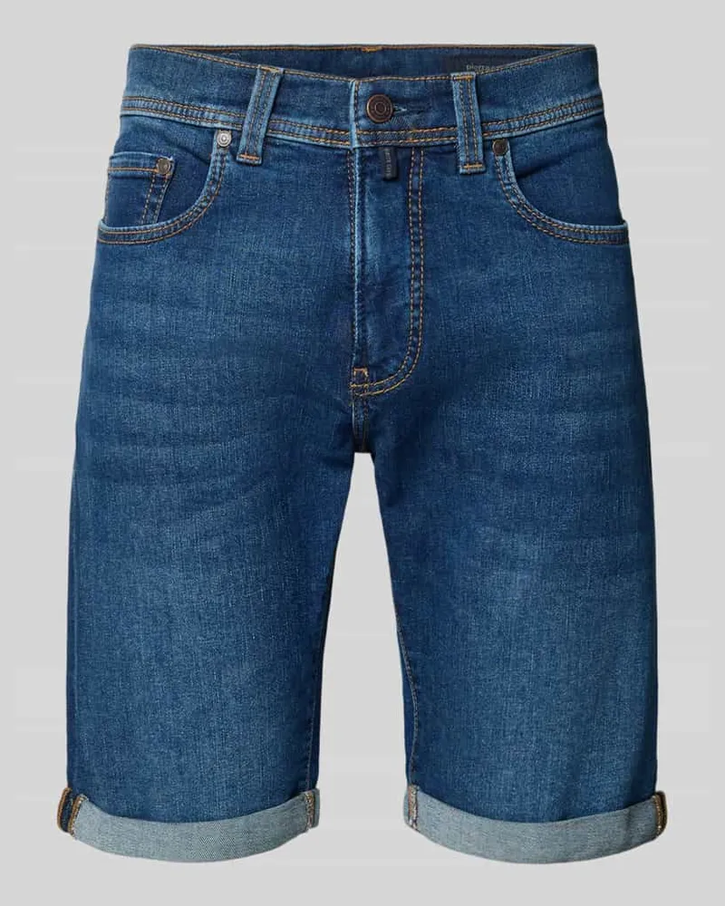 Pierre Cardin Straight Fit Shorts in Denim-Optik Dunkelblau
