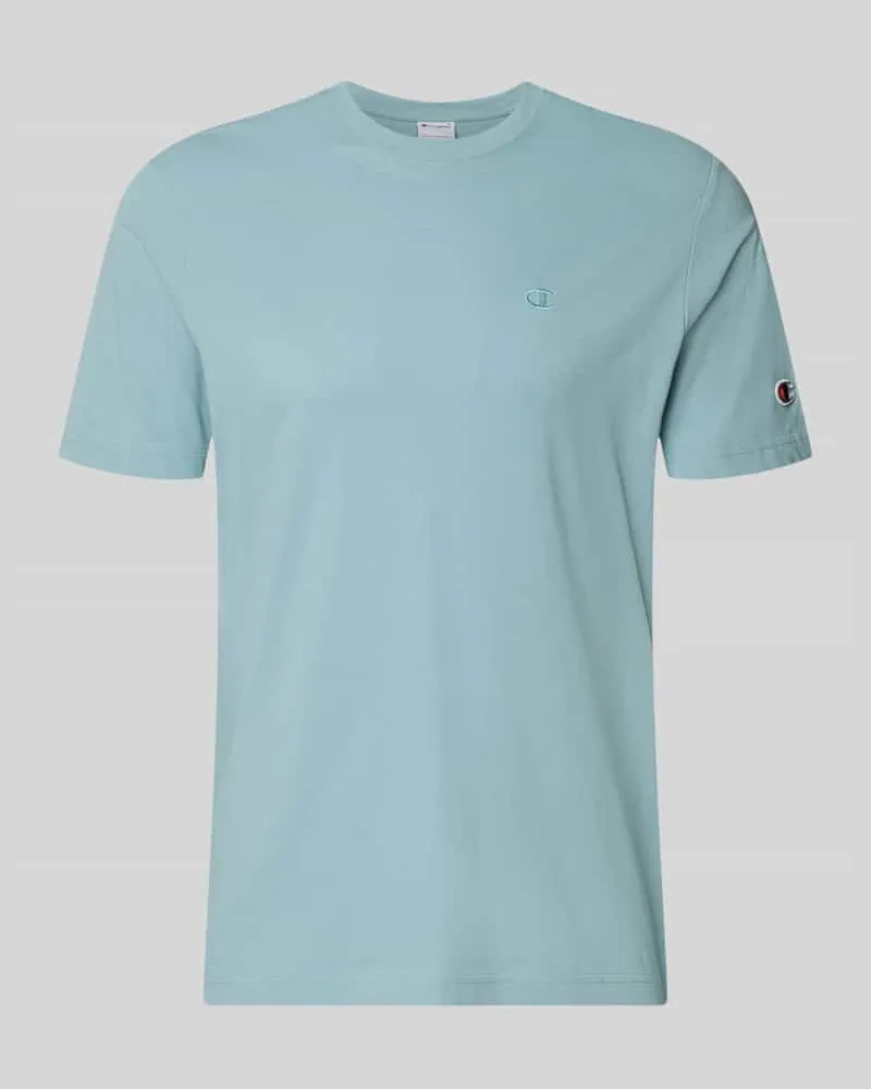 Champion T-Shirt mit Label-Stitchings und Rundhalsausschnitt Aqua
