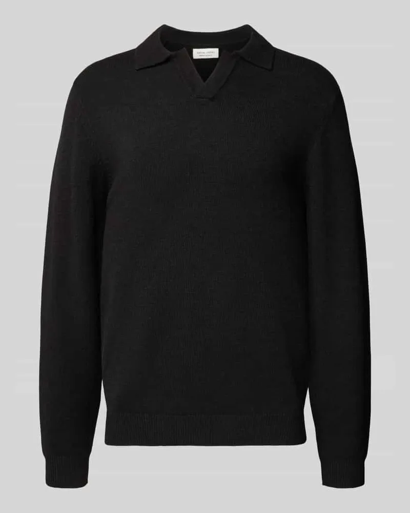 Casual Friday Regular Fit Longsleeve mit Polokragen Modell 'Karl Black