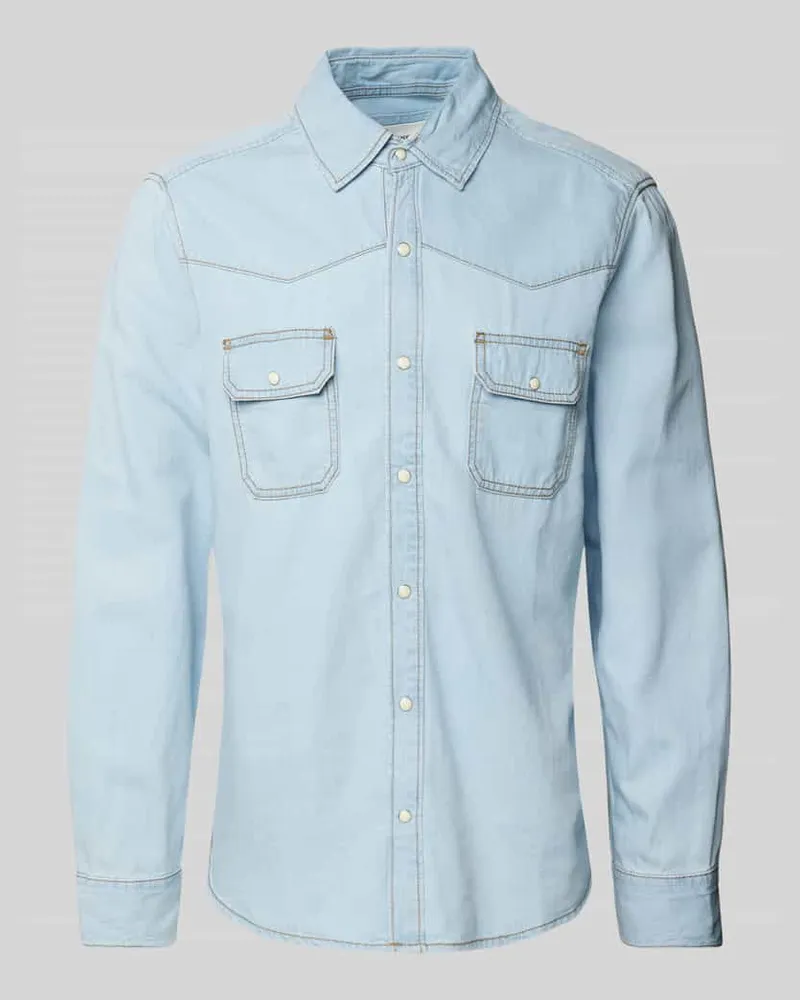 S.Oliver Regular Fit Jeanshemd aus Baumwoll-Mix im Western-Stil 