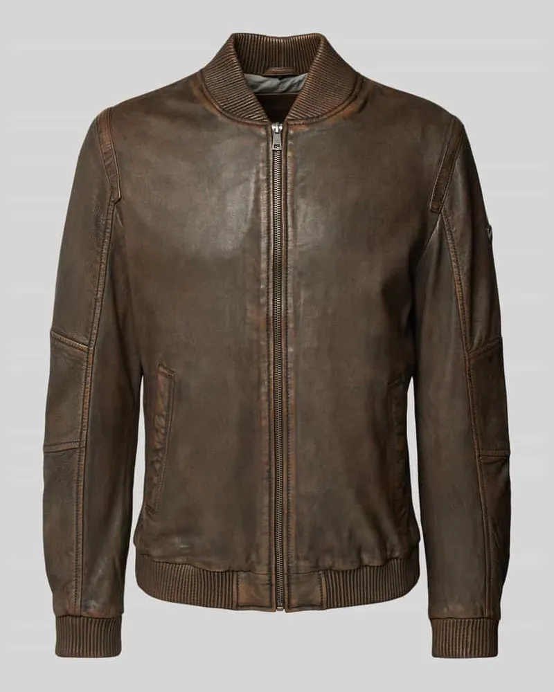Mauritius Jacke aus Schafleder Modell 'Erros Mittelbraun