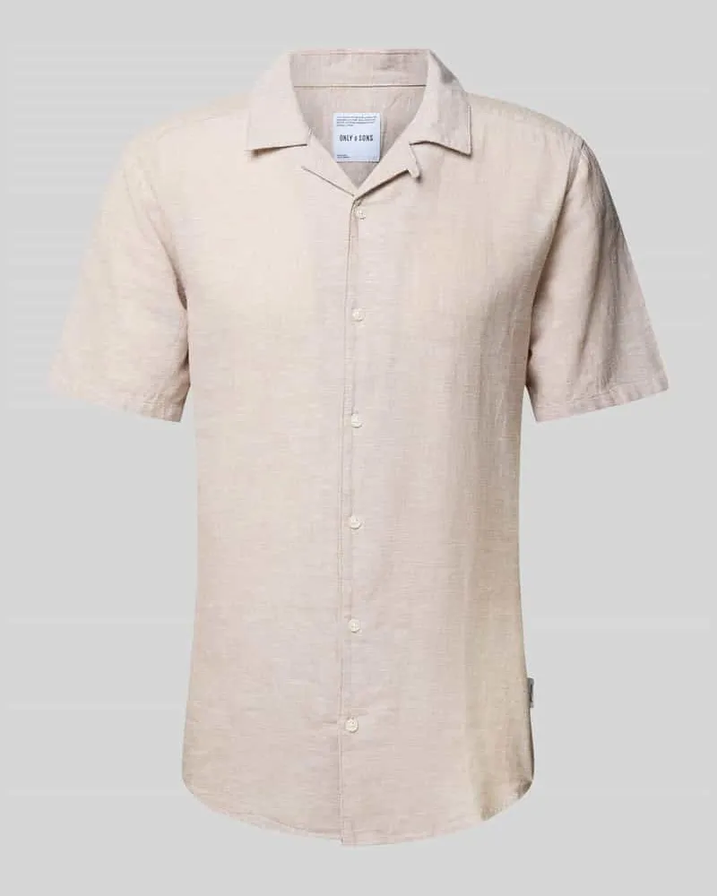 Only & Sons Freizeithemd aus Baumwoll-Leinen-Mix Modell 'CAIDEN Beige