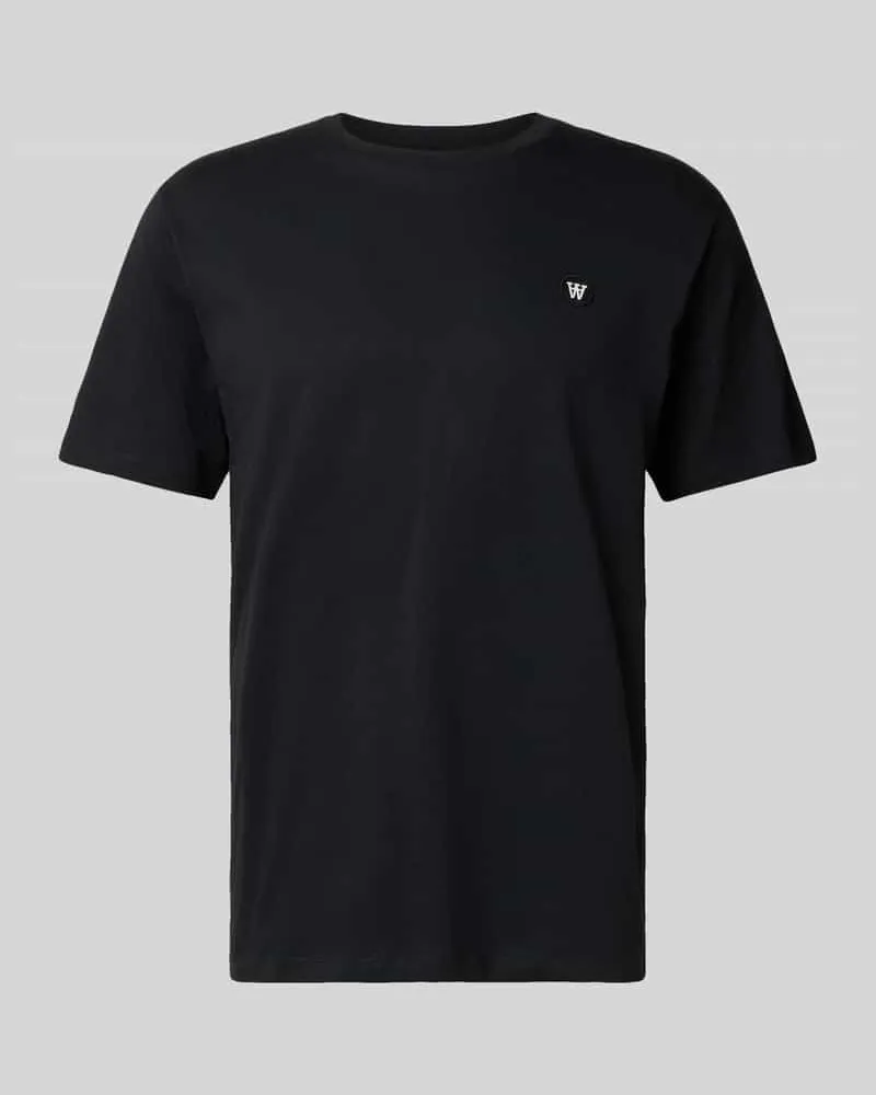 Wood Wood T-Shirt mit Label-Stitching und Rundhalsausschnitt Black