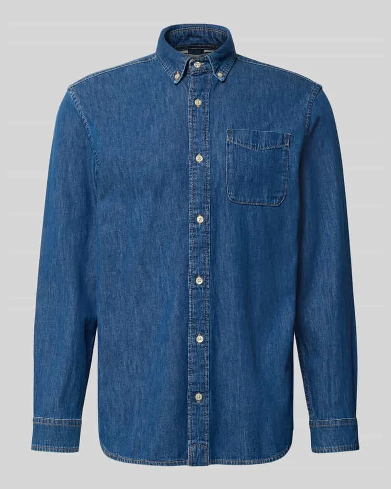Jack & Jones Regular Fit Jeanshemd mit Brusttasche Modell 'BROOK Blau