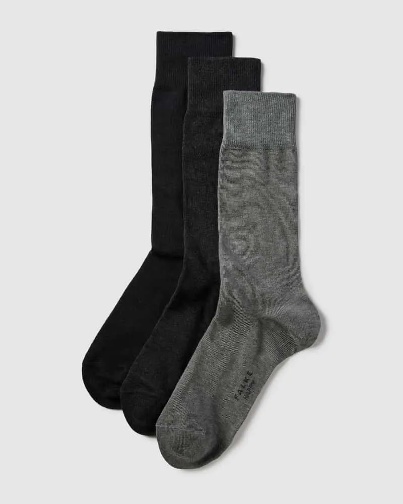 Falke Socken mit Label-Detail im 3er-Pack Modell ' HAPPY Black