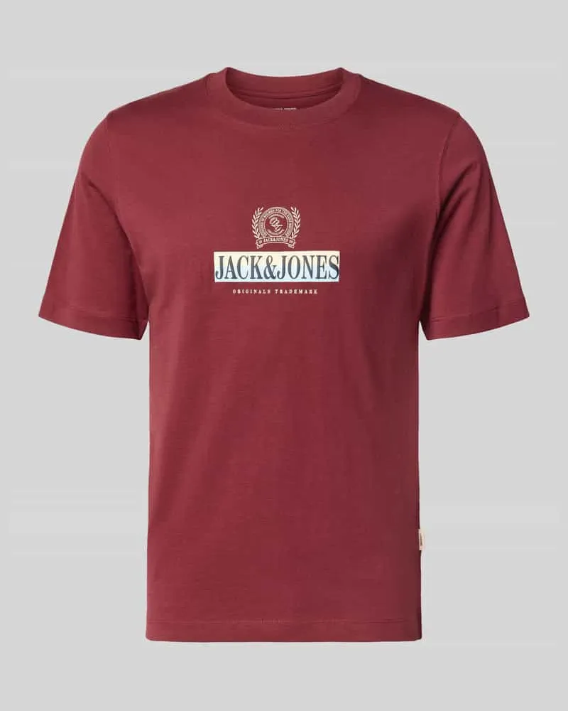 Jack & Jones T-shirt mit Label-Print Modell 'FREDERIKSBERG Bordeaux