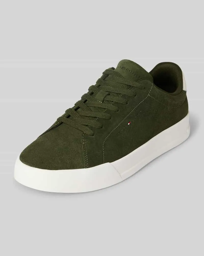Tommy Hilfiger Low Top Sneaker aus Veloursleder Modell 'COURT CORE Dunkelgruen
