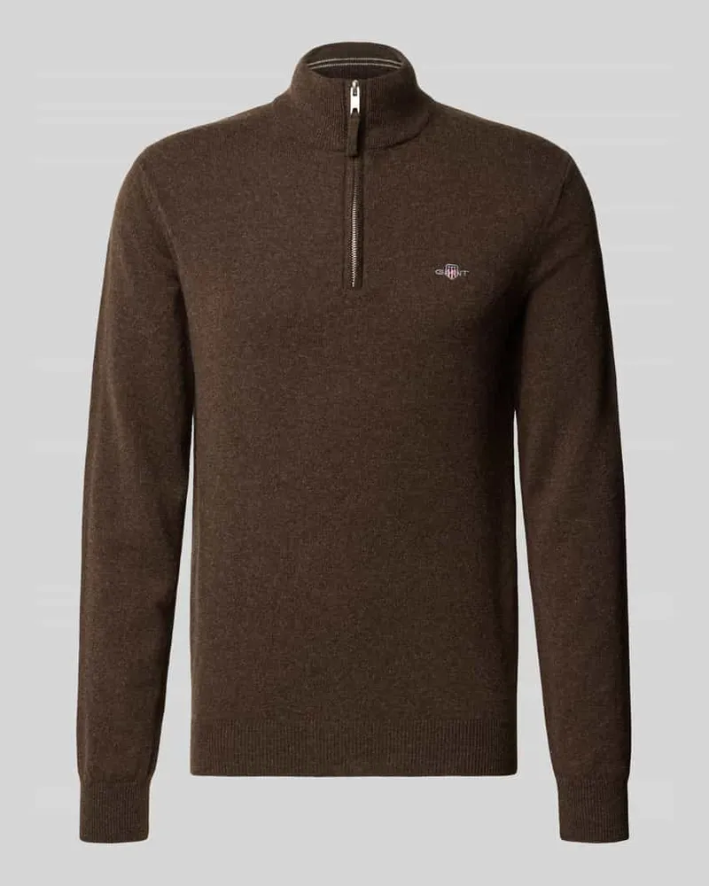 Gant Pullover aus reiner Wolle Dunkelbraun