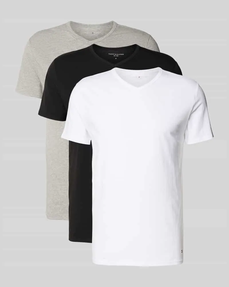 Tommy Hilfiger Slim Fit T-Shirt Set aus Baumwoll-Mix im 3er-Pack Black