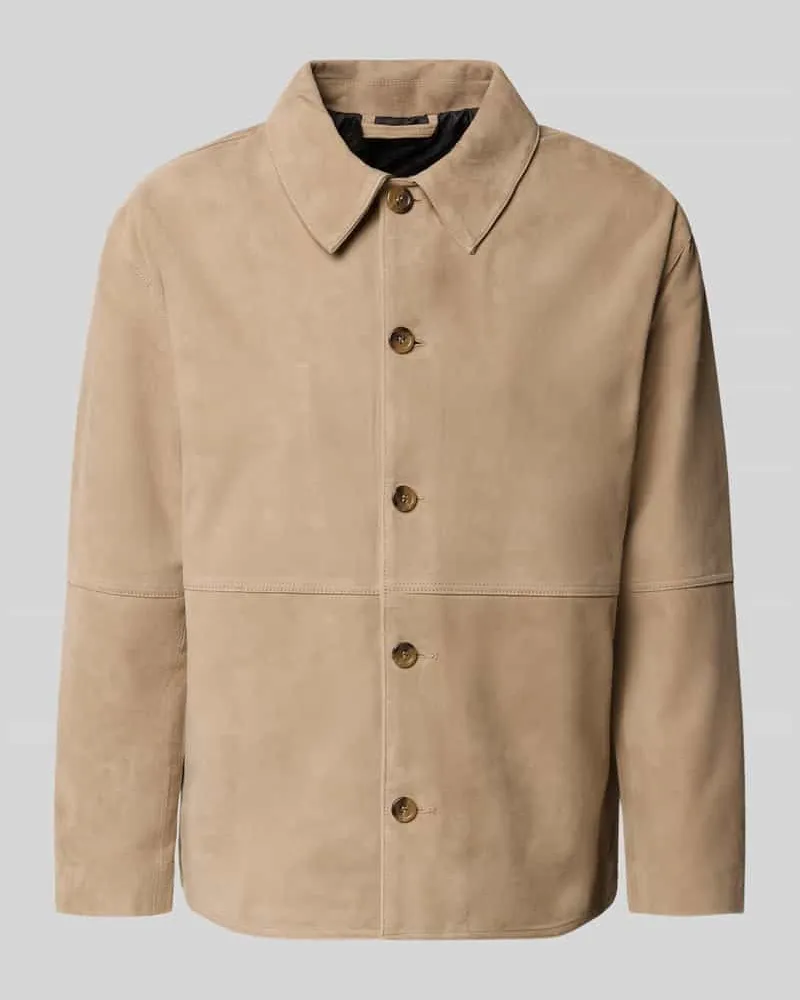 Selected Homme Regular Fit Lederjacke mit Umlegekragen Modell 'RORY Sand