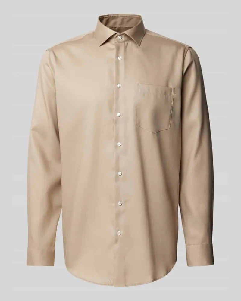 Seidensticker Regular Fit Business-Hemd mit New-Kent-Kragen Sand