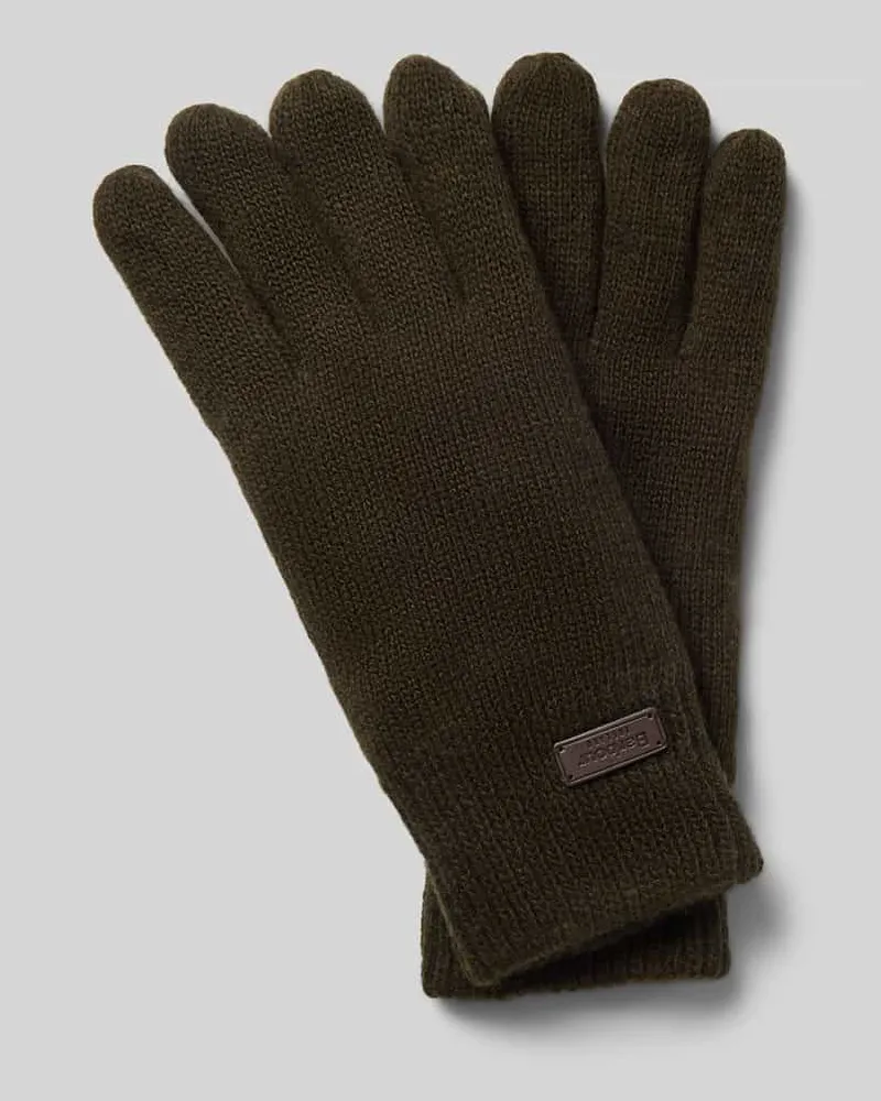 Barbour Handschuhe aus Woll-Mix mit Rippbündchen Dunkelgruen