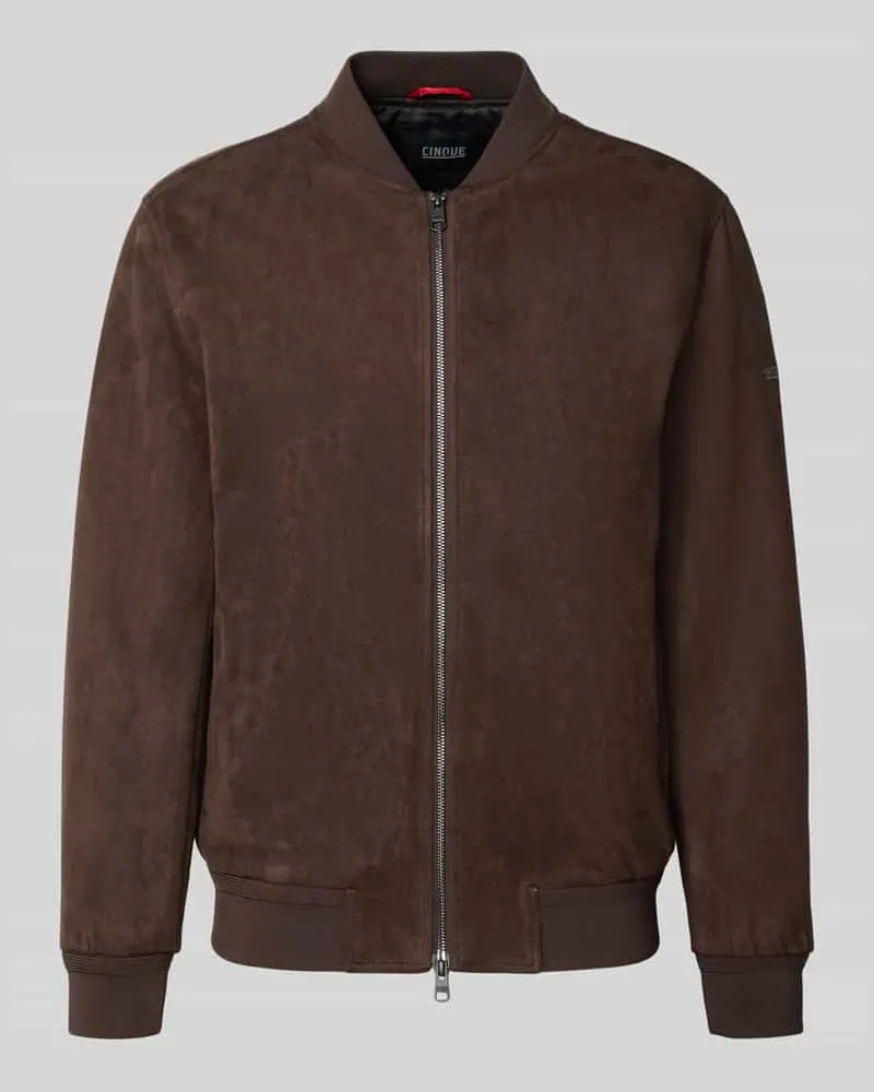 cinque Regular Fit Bomberjacke in Leder-Optik Modell 'Rapid Mittelbraun