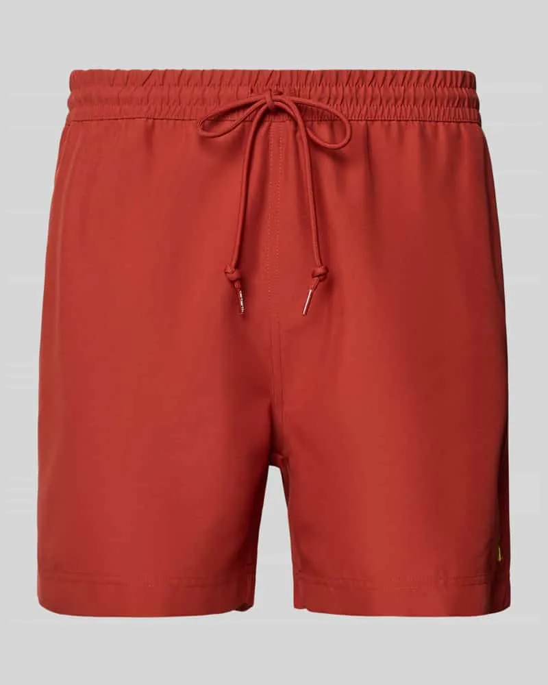 Carhartt WIP Regular Fit Badeshorts mit Logo-Stitching Modell 'Chase Rot