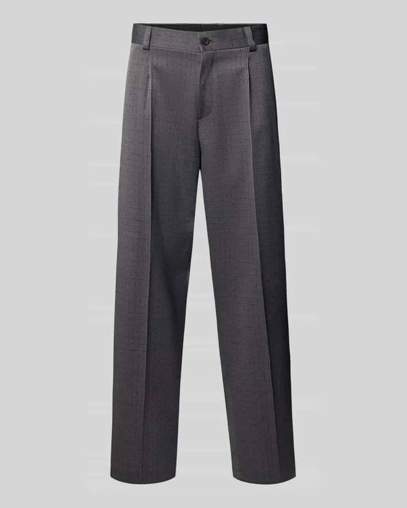 HUGO BOSS Loose Fit Anzughose aus Schurwoll-Mix Modell 'FLIPS251X Mittelgrau