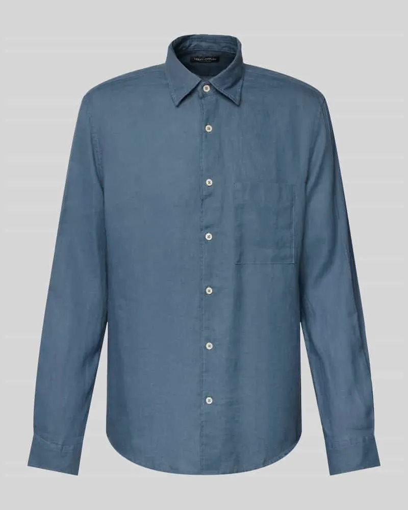 Marc O'Polo Regular Fit Freizeithemd aus reinem Leinen Blau