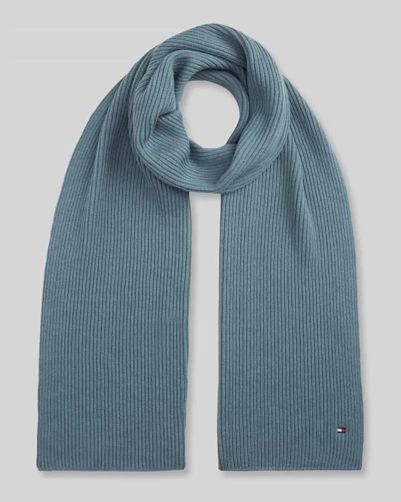Tommy Hilfiger Schal mit Logo-Detail aus Kaschmir Rauchblau