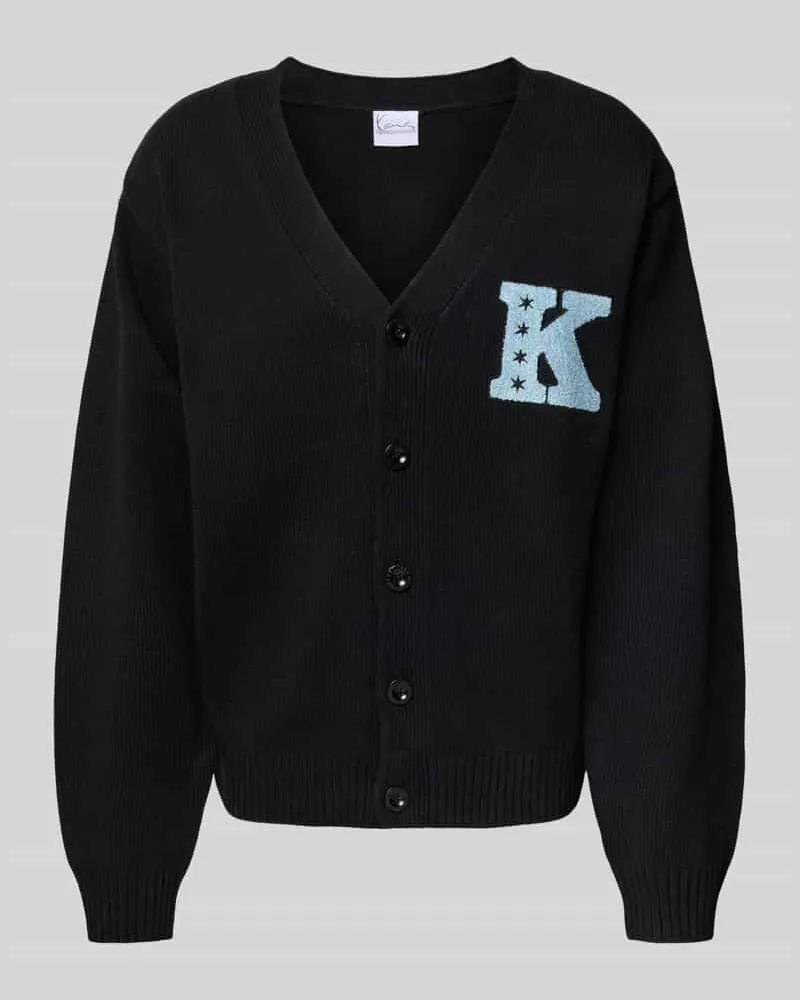 Karl Kani Strickjacke mit V-Ausschnitt und Stitching Black